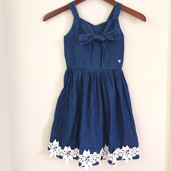 Bebe Girls Lace Trimmed Denim Dress Sz 7-8, 10-12 - Picture 3 of 7